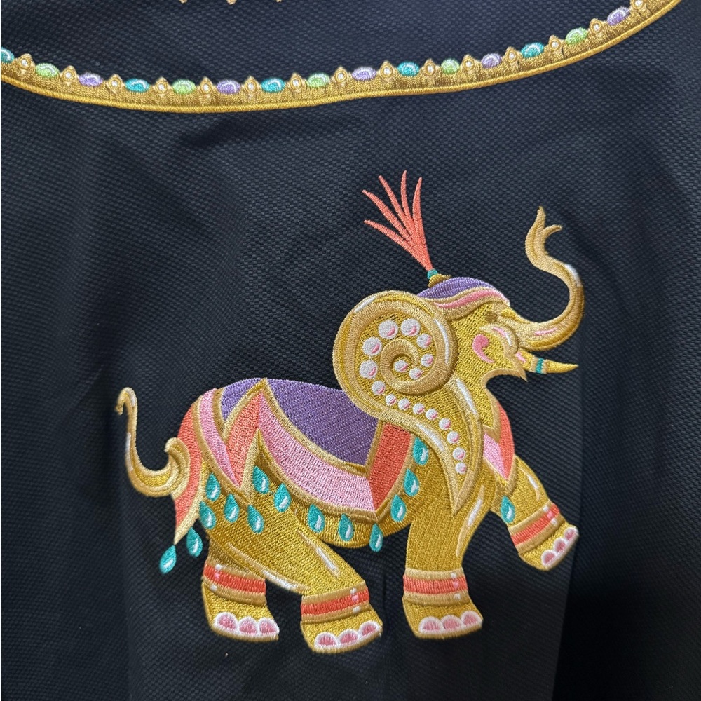 Vintage Bob Mackie Wearable Art Tunic Jacket w/ Embroidered Elephants Boho Indie - Picture 13 of 13